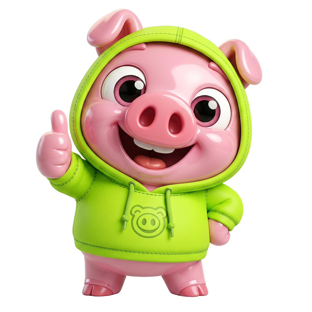 PORKU mascot giving a thumbs up